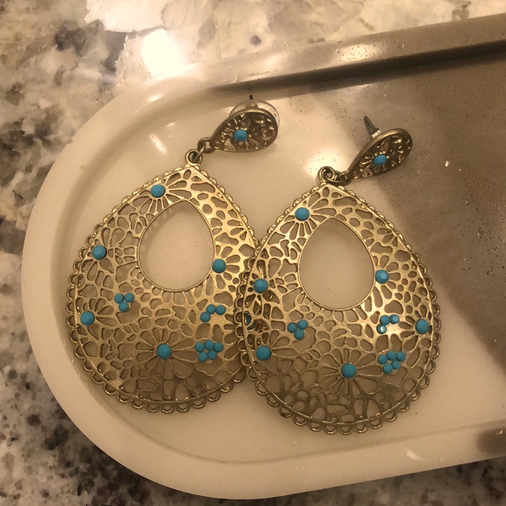 Gold and turquoise earrings